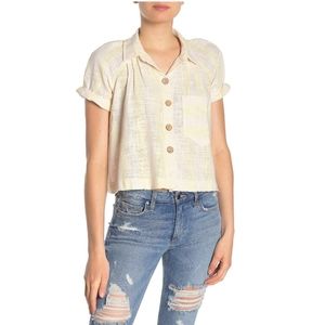 We The Free By Free People | Away at Sea Striped Frayed-Hem Shirt